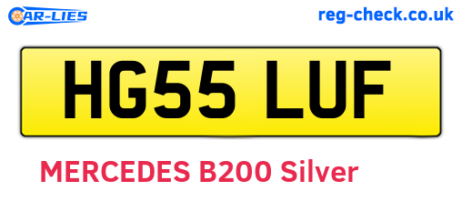 HG55LUF are the vehicle registration plates.