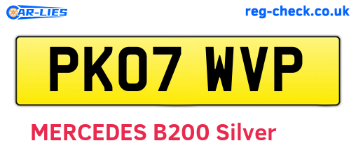 PK07WVP are the vehicle registration plates.