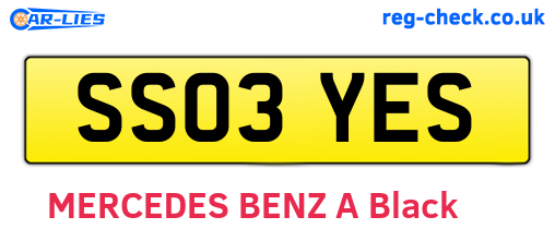 SS03YES are the vehicle registration plates.