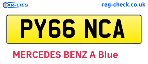 PY66NCA are the vehicle registration plates.