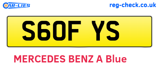 S60FYS are the vehicle registration plates.