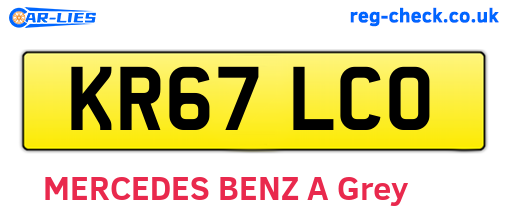 KR67LCO are the vehicle registration plates.