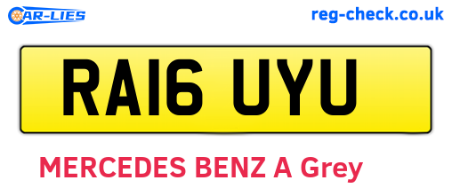 RA16UYU are the vehicle registration plates.