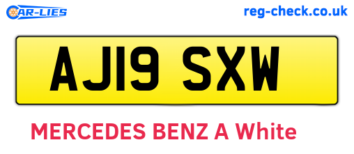 AJ19SXW are the vehicle registration plates.