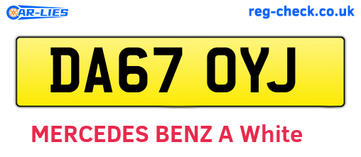 DA67OYJ are the vehicle registration plates.