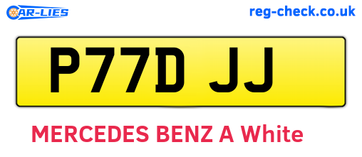 P77DJJ are the vehicle registration plates.
