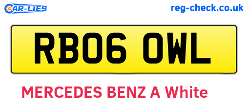 RB06OWL are the vehicle registration plates.