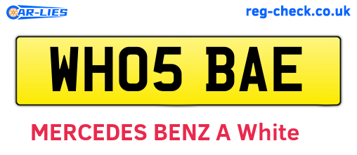 WH05BAE are the vehicle registration plates.
