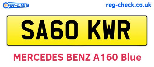 SA60KWR are the vehicle registration plates.
