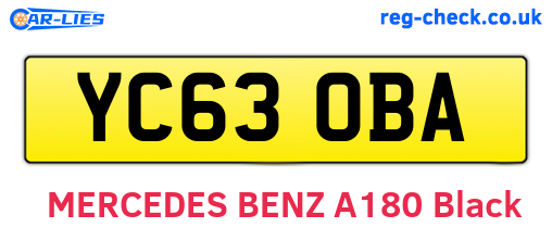 YC63OBA are the vehicle registration plates.