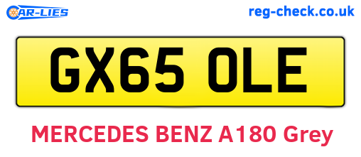 GX65OLE are the vehicle registration plates.