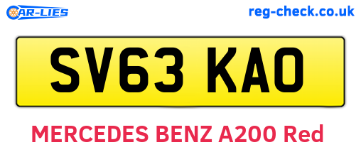 SV63KAO are the vehicle registration plates.