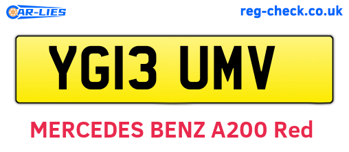 YG13UMV are the vehicle registration plates.