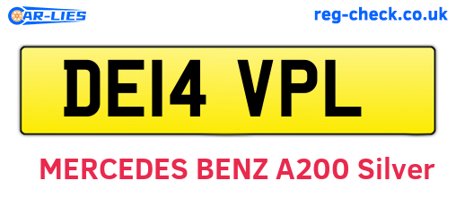 DE14VPL are the vehicle registration plates.