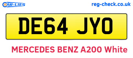 DE64JYO are the vehicle registration plates.
