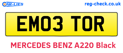EM03TOR are the vehicle registration plates.