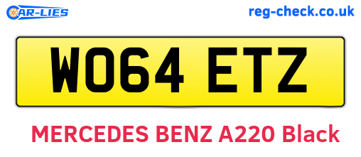 WO64ETZ are the vehicle registration plates.
