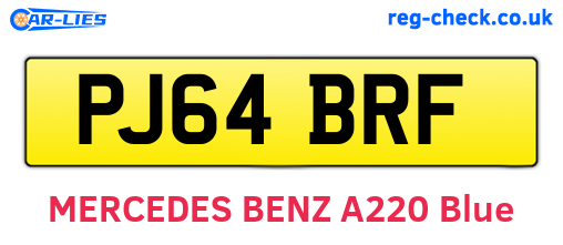 PJ64BRF are the vehicle registration plates.
