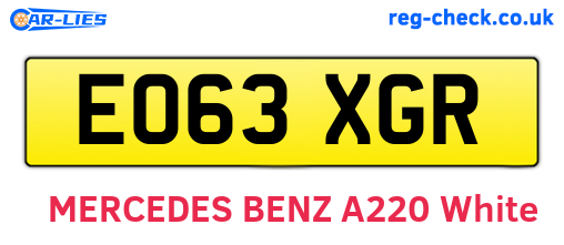 EO63XGR are the vehicle registration plates.