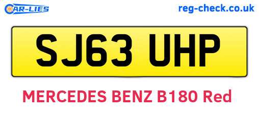 SJ63UHP are the vehicle registration plates.