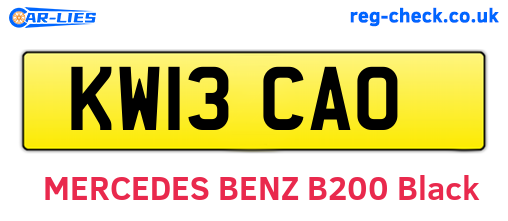 KW13CAO are the vehicle registration plates.