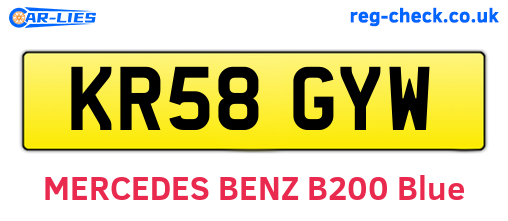 KR58GYW are the vehicle registration plates.