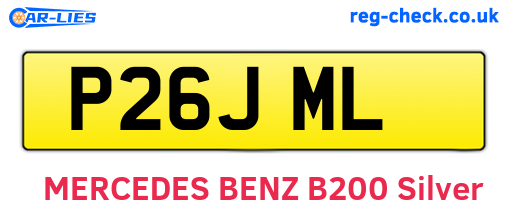 P26JML are the vehicle registration plates.