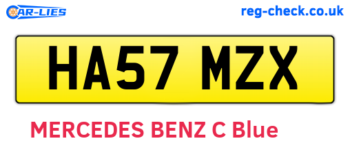 HA57MZX are the vehicle registration plates.