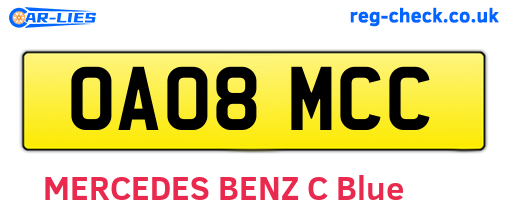 OA08MCC are the vehicle registration plates.