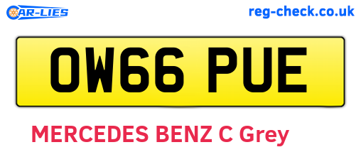 OW66PUE are the vehicle registration plates.