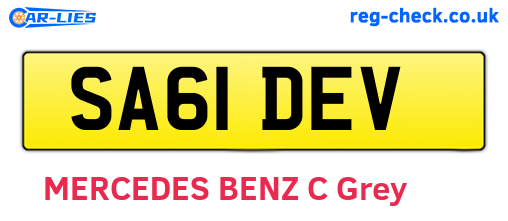SA61DEV are the vehicle registration plates.