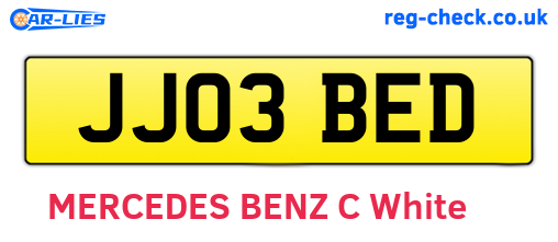 JJ03BED are the vehicle registration plates.