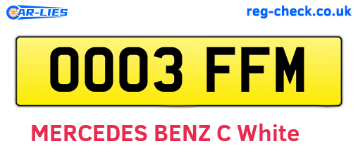 OO03FFM are the vehicle registration plates.