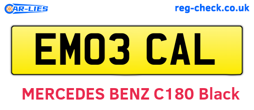EM03CAL are the vehicle registration plates.
