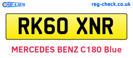 RK60XNR are the vehicle registration plates.