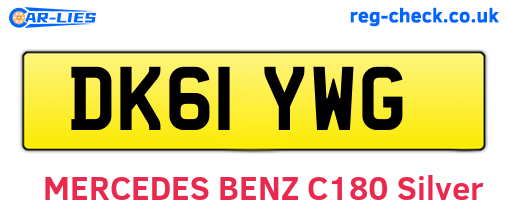 DK61YWG are the vehicle registration plates.