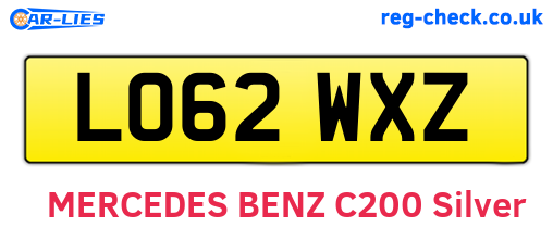 LO62WXZ are the vehicle registration plates.