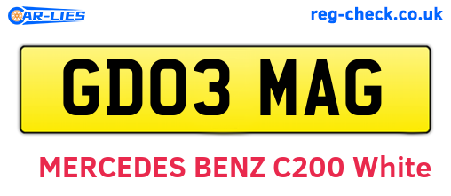 GD03MAG are the vehicle registration plates.