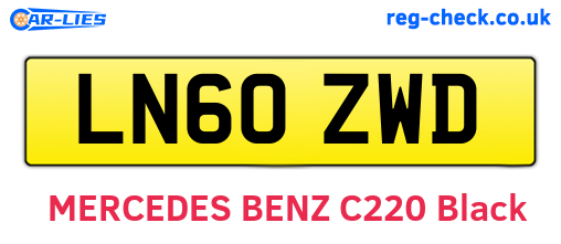 LN60ZWD are the vehicle registration plates.