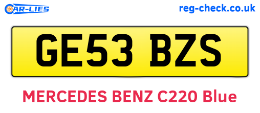 GE53BZS are the vehicle registration plates.