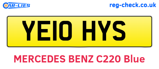 YE10HYS are the vehicle registration plates.
