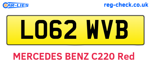 LO62WVB are the vehicle registration plates.