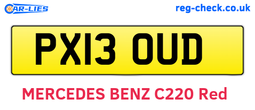 PX13OUD are the vehicle registration plates.