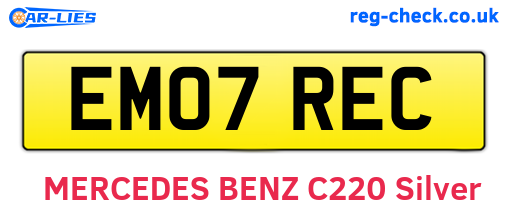 EM07REC are the vehicle registration plates.
