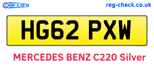 HG62PXW are the vehicle registration plates.