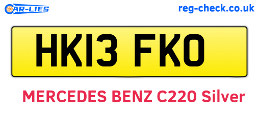 HK13FKO are the vehicle registration plates.
