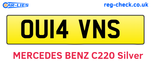 OU14VNS are the vehicle registration plates.