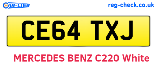 CE64TXJ are the vehicle registration plates.