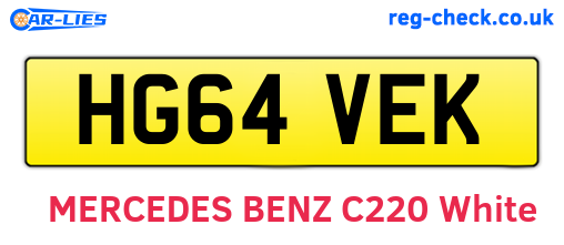 HG64VEK are the vehicle registration plates.
