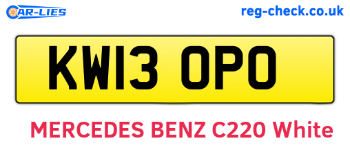KW13OPO are the vehicle registration plates.